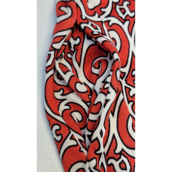 Jade By Jane Dress Short Red & White Swirl Pattern Retro Hippie Womens Large - Picture 5 of 6